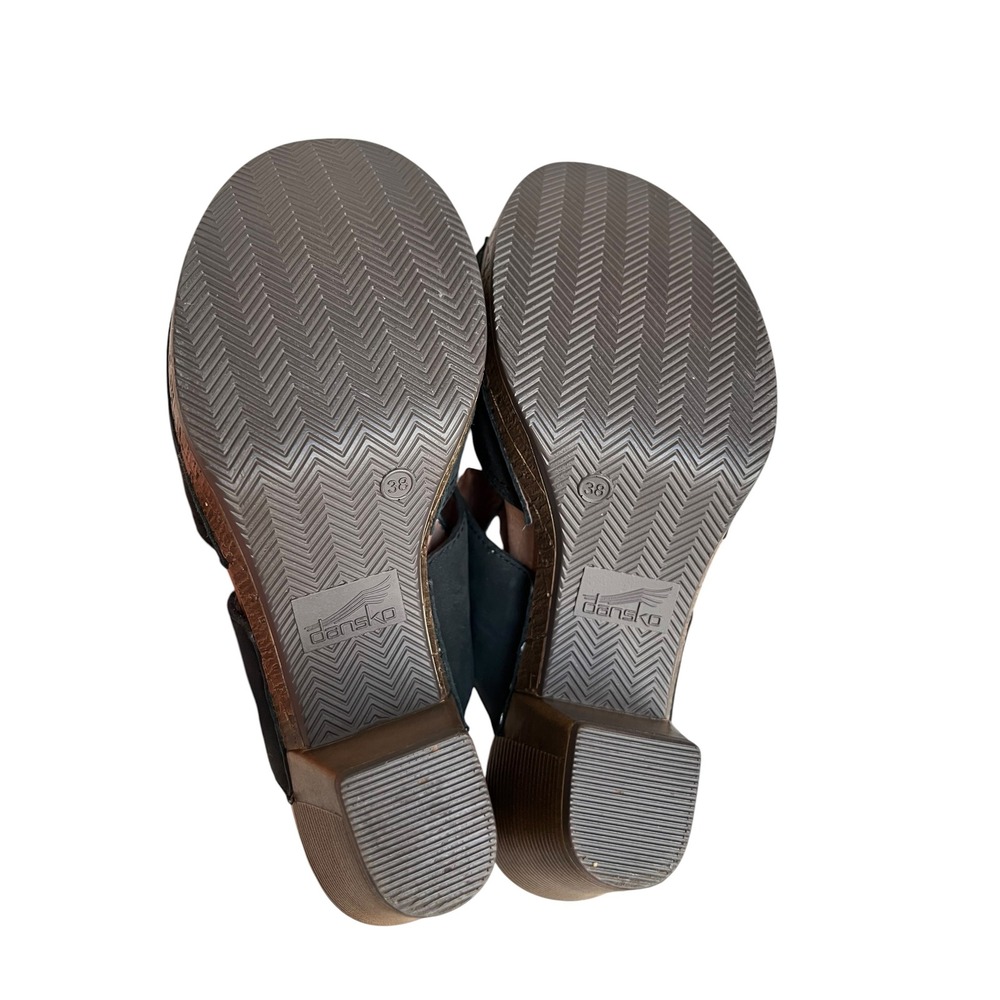 Dansko Ramona Black Leather Slide Sandals Buckle Block Heel Clog Mules Size 7.5 - Picture 10 of 11